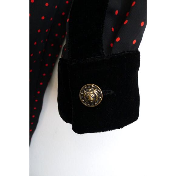 THE KOOPLES Lace Velvet Trim Polka Dot V-Neck Shirt Dress Nordstrom NWT M $325 - Picture 7 of 13